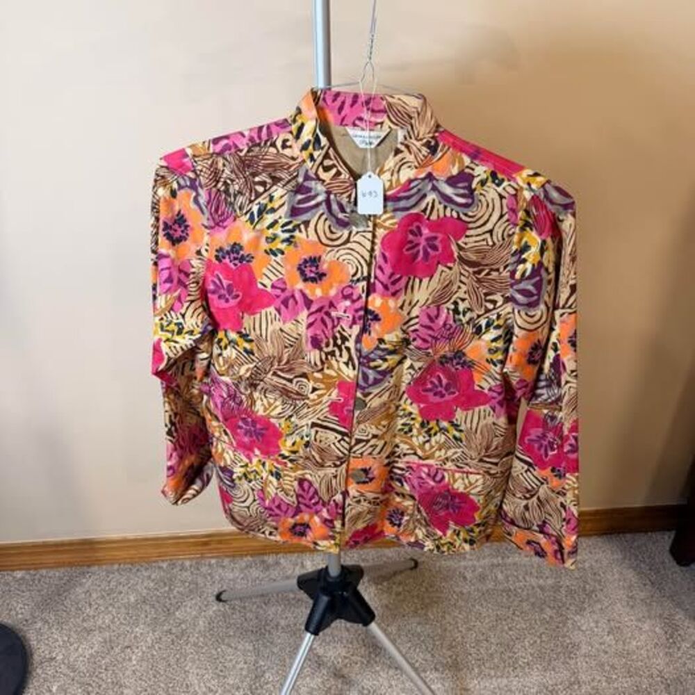 Laura Ashley Petite Small Floral Silk Blend Jacket